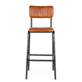 Leather stools in black leg Romina