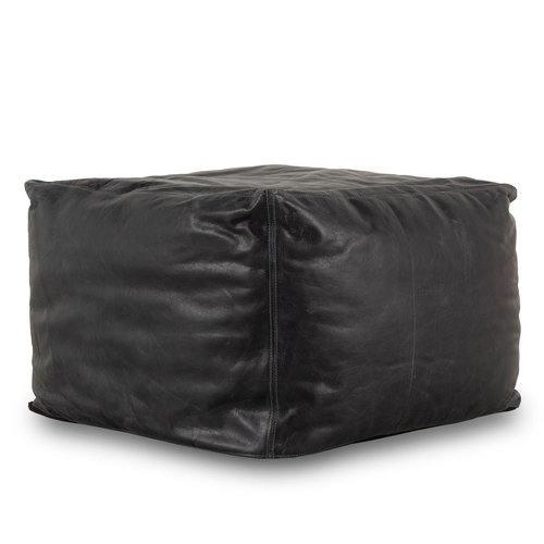 Black leather pouf Buffy