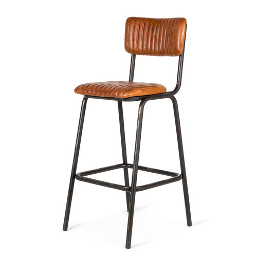 Leather stools in black leg Romina