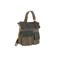 BOLSO BANDOLERA CANVAS CUERO 23X10X30 BEIGE