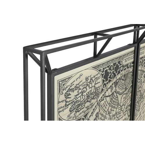 CUADRO SET 3 METAL 222X8X140 MAPAMUNDI NEGRO