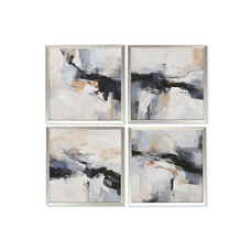 CUADRO SET 4 LIENZO MDF 32X2X32 ABSTRACTO AZUL