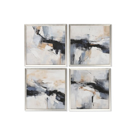 CUADRO SET 4 LIENZO MDF 32X2X32 ABSTRACTO AZUL