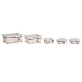 CESTA SET 5 POLIESTER ALGODON 48X38X13 PECES BEIGE