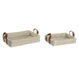 BANDEJA DECORACION SET 2 SEAGRASS PU 41X32X9