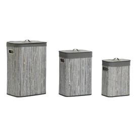 CESTA ROPA SET 3 BAMBU POLIESTER 40X30X60 GRIS