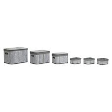 CESTA SET 6 BAMBU POLIESTER 51X35X33 GRIS