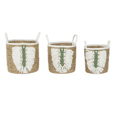 CESTA SET 3 FIBRA ALGODON 39X39X36 HOJA MACRAME CESTA SET 3 FIBRA ALGODON 39X39X36 HOJA MACRAME