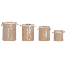 CESTA ROPA SET 4 BAMBU ALGODON 40X40X53 CON TAPA