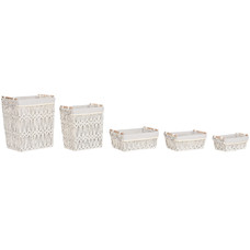 CESTA ROPA SET 5 MACRAME METAL 42X32X51 BLANCO CESTA ROPA SET 5 MACRAME METAL 42X32X51 BLANCO