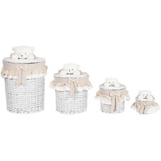 CESTA ROPA SET 4 MIMBRE TELA 45X45X68 CON TAPA CESTA ROPA SET 4 MIMBRE TELA 45X45X68 CON TAPA