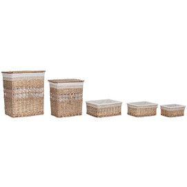 CESTA ROPA SET 5 MIMBRE TELA 47X35X55 NATURAL