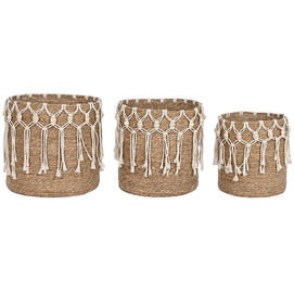 CESTA SET 3 FIBRA TRENZADA ALGODON 38X38X35