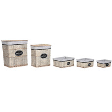 CESTA ROPA SET 5 MIMBRE TELA 47X35X55 NATURAL CESTA ROPA SET 5 MIMBRE TELA 47X35X55 NATURAL