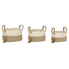 CESTA SET 3 MAIZ TRENZADO YUTE 41X30X33 CON ASAS