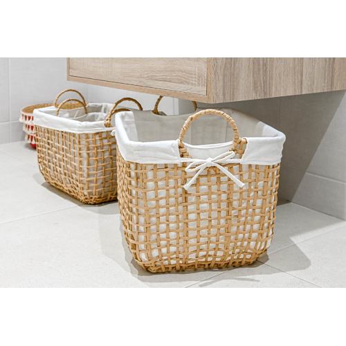 CESTA SET 3 FIBRA TRENZADA METAL 45X34X36 NATURAL