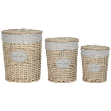 CESTA ROPA SET 3 MIMBRE ALGODON 45X45X55 CREMA