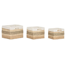 CESTA SET 3 SEAGRASS TELA 40X33X28 NATURAL