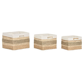 CESTA SET 3 SEAGRASS TELA 40X33X28 NATURAL