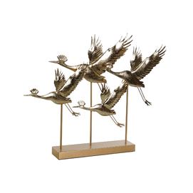 DECORACION METAL 64X8,6X51 GARZAS DORADO