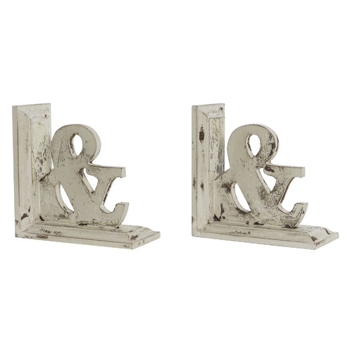 SUJETALIBROS SET 2 MDF 26X12X26 ENVEJECIDO BLANCO