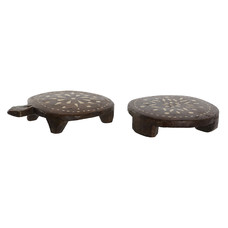 CENTRO MESA TECA 26X26X4 TARACEA ANTIGUO SURTIDO