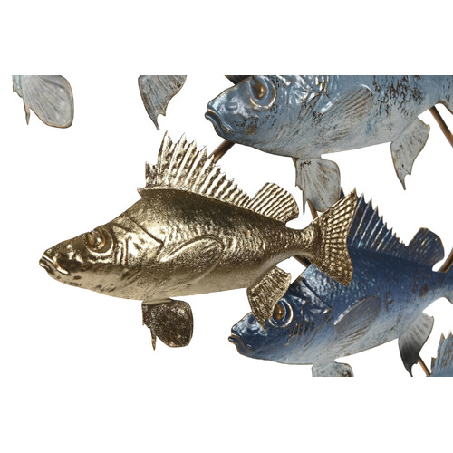 DECORACION PARED METAL 118X6,5X58 PECES AZUL