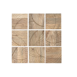 DECORACION PARED SET 9 MDF MANGO 90X3X90 HOJAS