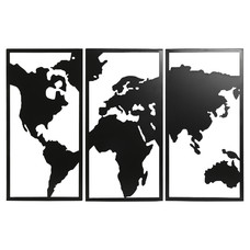 DECORACION PARED SET 3 METAL 90X2X60 MAPA NEGRO