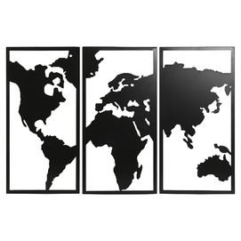 DECORACION PARED SET 3 METAL 90X2X60 MAPA NEGRO