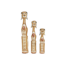 FIGURA SET 3 ALBASIA 16X9X100 PERRO TALLADO MARRON