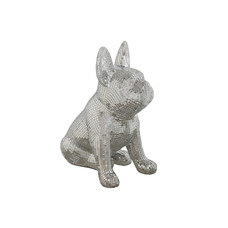 FIGURA RESINA ESPEJO 28X17X33 PERRO PLATEADO FIGURA RESINA ESPEJO 28X17X33 PERRO PLATEADO