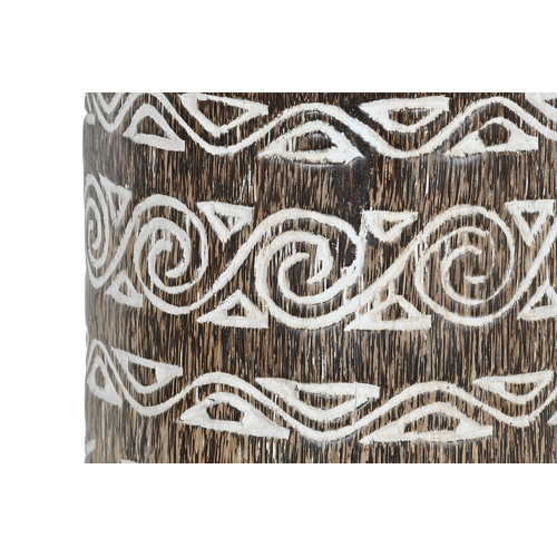 MACETERO MADERA 30X30X120 COCOTERO TALLADO MARRON