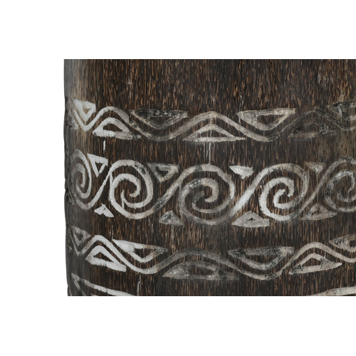 MACETERO MADERA 20X20X90 COCOTERO TALLADO MARRON