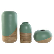 JARRON SET 3 BAMBU 20X20X41 BICOLOR VERDE MENTA