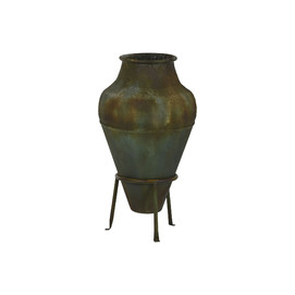 ANFORA METAL 49X49X91 PIE ENVEJECIDO VERDE MUSGO
