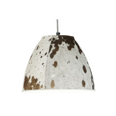 LAMPARA TECHO METAL PIEL 34X34X28 VACA