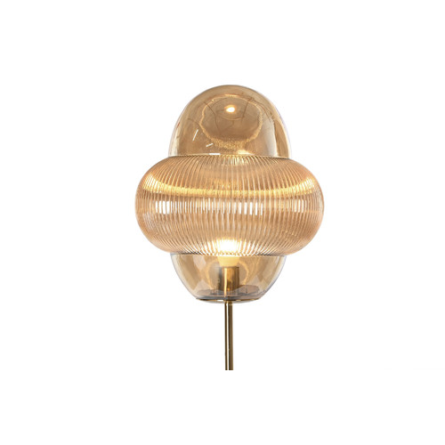 LAMPARA PIE CRISTAL MARMOL 35X35X160 AMBAR