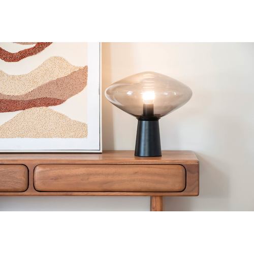 LAMPARA SOBREMESA CRISTAL METAL 39X39X34 GRIS