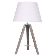 LAMPARA SOBREMESA MADERA ALGODON 36X36X60 TRIPODE LAMPARA SOBREMESA MADERA ALGODON 36X36X60 TRIPODE