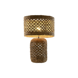 LAMPARA SOBREMESA FIBRA METAL 42X42X59 NATURAL