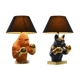 LAMPARA SOBREMESA RESINA ALGODON 36X36X55 2 SURT.