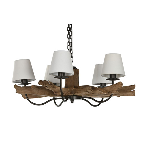 LAMPARA TECHO TECA 90X90X35 5 PANTALLAS CRUDO