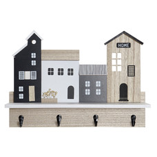 ESTANTERIA PARED MDF 39X9X27 PERCHERO X4 NATURAL