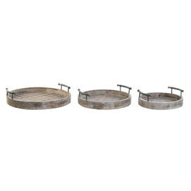 BANDEJA DECORACION SET 3 MANGO METAL 46X46X10