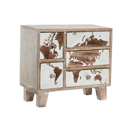 JOYERO MANGO 30,5X12X27 MAPAMUNDI MARRON