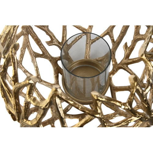 PORTAVELA ALUMINIO CRISTAL 30X30X21 DORADO