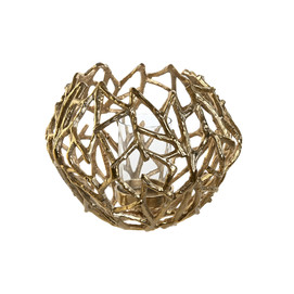 PORTAVELA ALUMINIO CRISTAL 30X30X21 DORADO