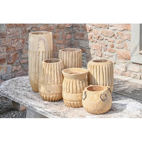 MACETERO MADERA PAULOWNIA 32X32X69 TALLADO NATURAL