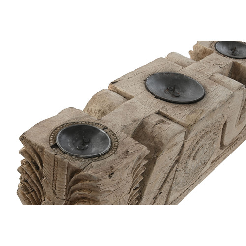 PORTAVELA MADERA TALLADA 43X10X14,5 PIEZA UNICA